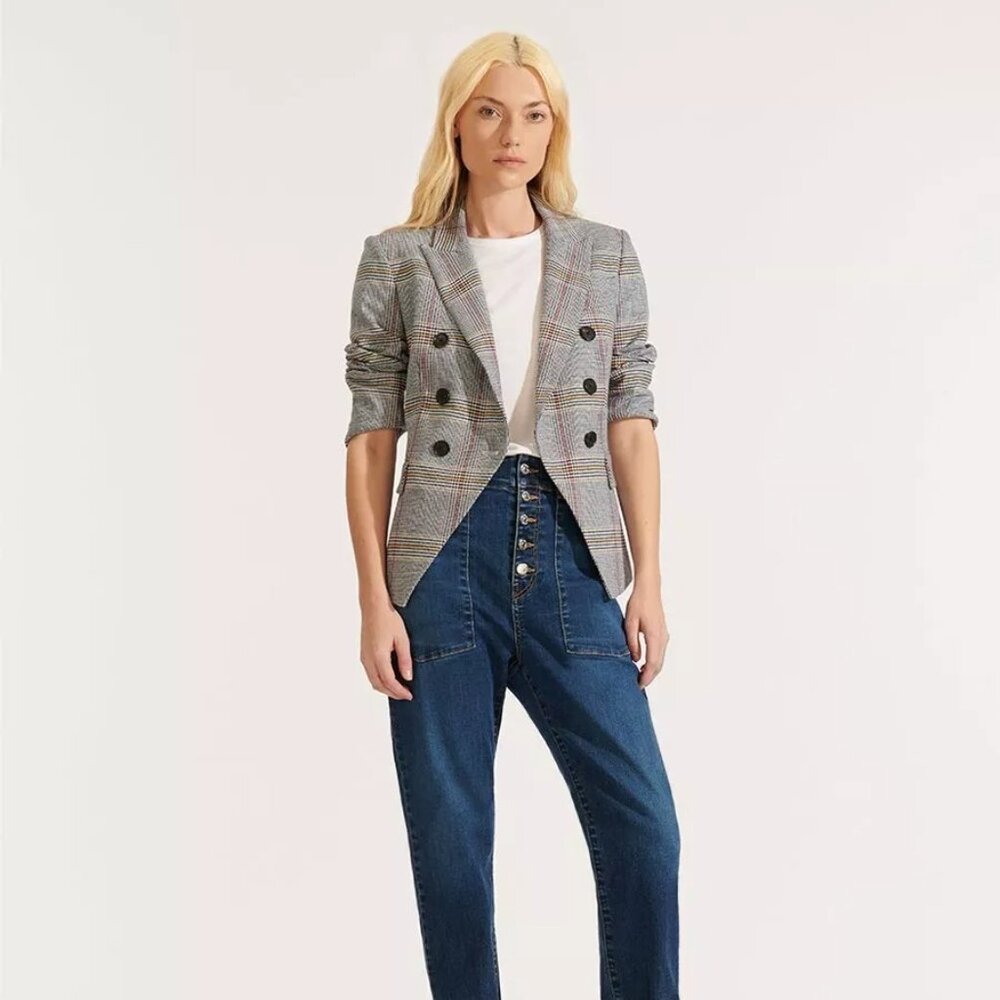 Veronica Beard Empire Dickey Jacket in Blue Multi Houndstooth Size 10